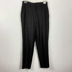 The Fold London Black Tweed Linen Blend Trousers Pants UK 8 US 4